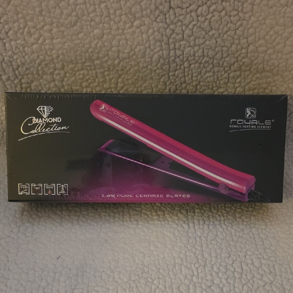 Royale Genius Heating Element Pink Hair Straightener, Diamond Collection, New.